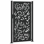 vidaXL Poarta de gradina neagra 105x180 cm design flacara din otel