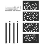 vidaXL Poarta de gradina neagra 105x205 cm design flacara din otel