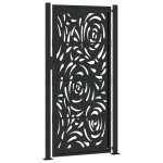 vidaXL Poarta de gradina neagra 105x205 cm design flacara din otel