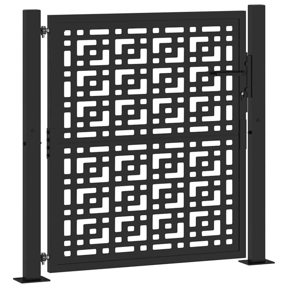 vidaXL Poartă de grădină neagră 105x106 cm Design în cruce de oțel