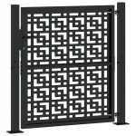 vidaXL Poartă de grădină neagră 105x106 cm Design în cruce de oțel