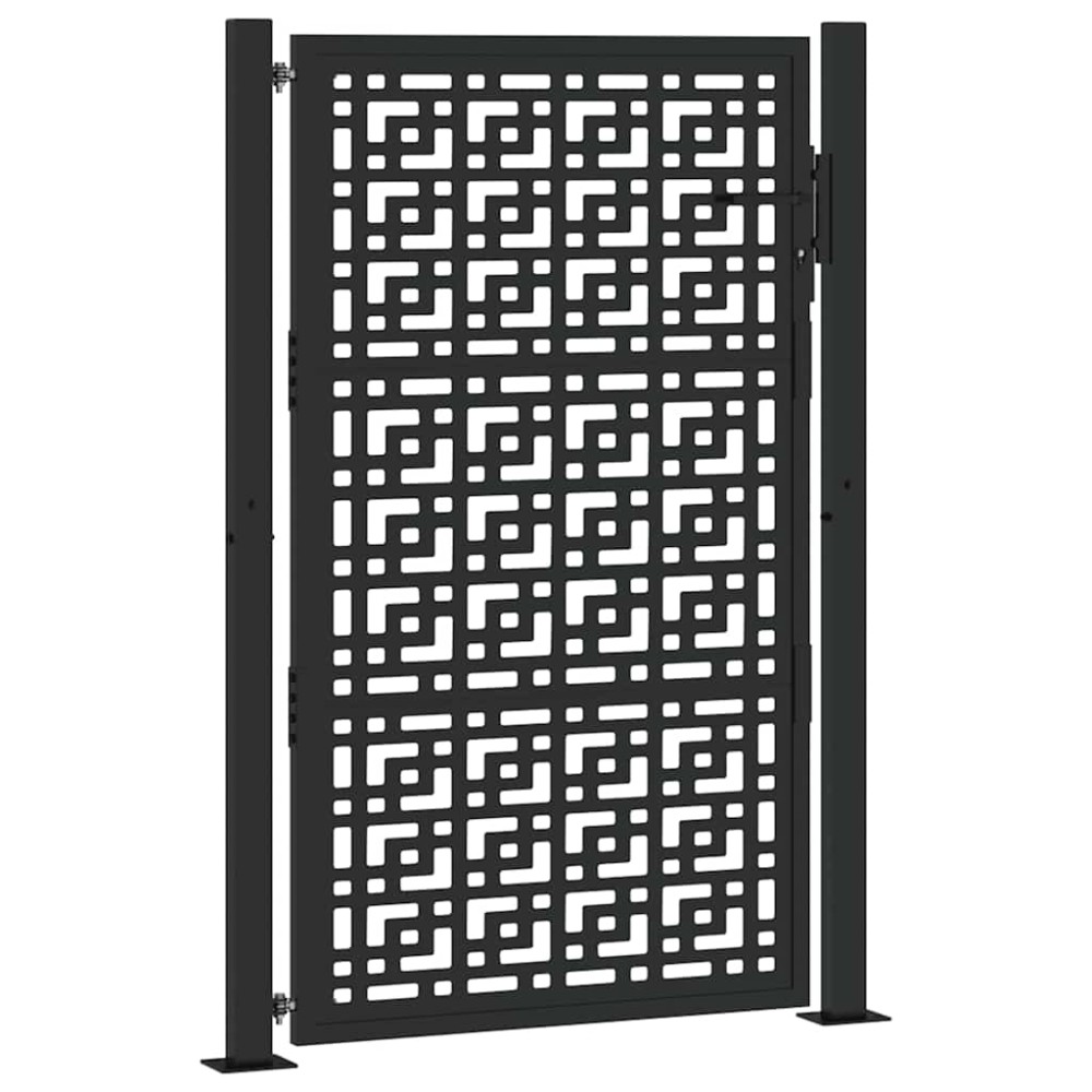 vidaXL Poartă de grădină neagră 105x155 cm Design în cruce de oțel