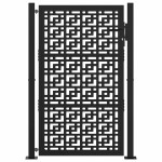 vidaXL Poartă de grădină neagră 105x155 cm Design în cruce de oțel