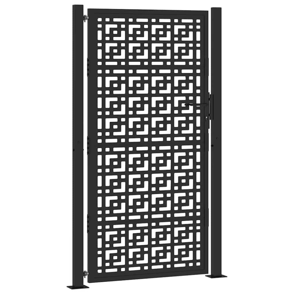 vidaXL Poarta de gradina neagra 105x180 cm Design cruce de otel