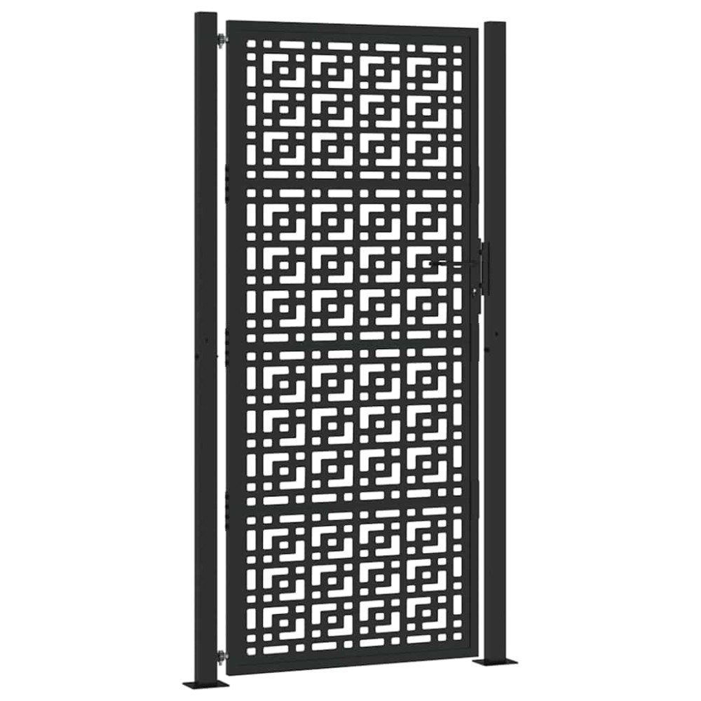 vidaXL Poarta de gradina neagra 105x205 cm Design cruce de otel