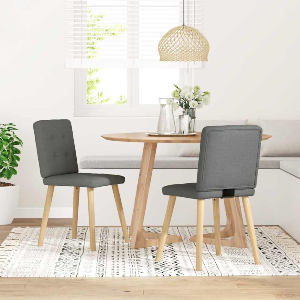 vidaXL Scaune de sufragerie, 2 buc., gri închis, material textil