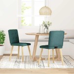 vidaXL Scaune de bucătărie, 2 buc., verde închis, material textil vidaXL Scaune de bucătărie, 2 buc., verde închis, material textil