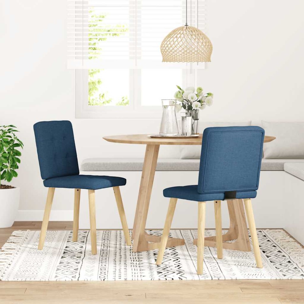 vidaXL Scaune de bucătărie, 2 buc., albastru, textil