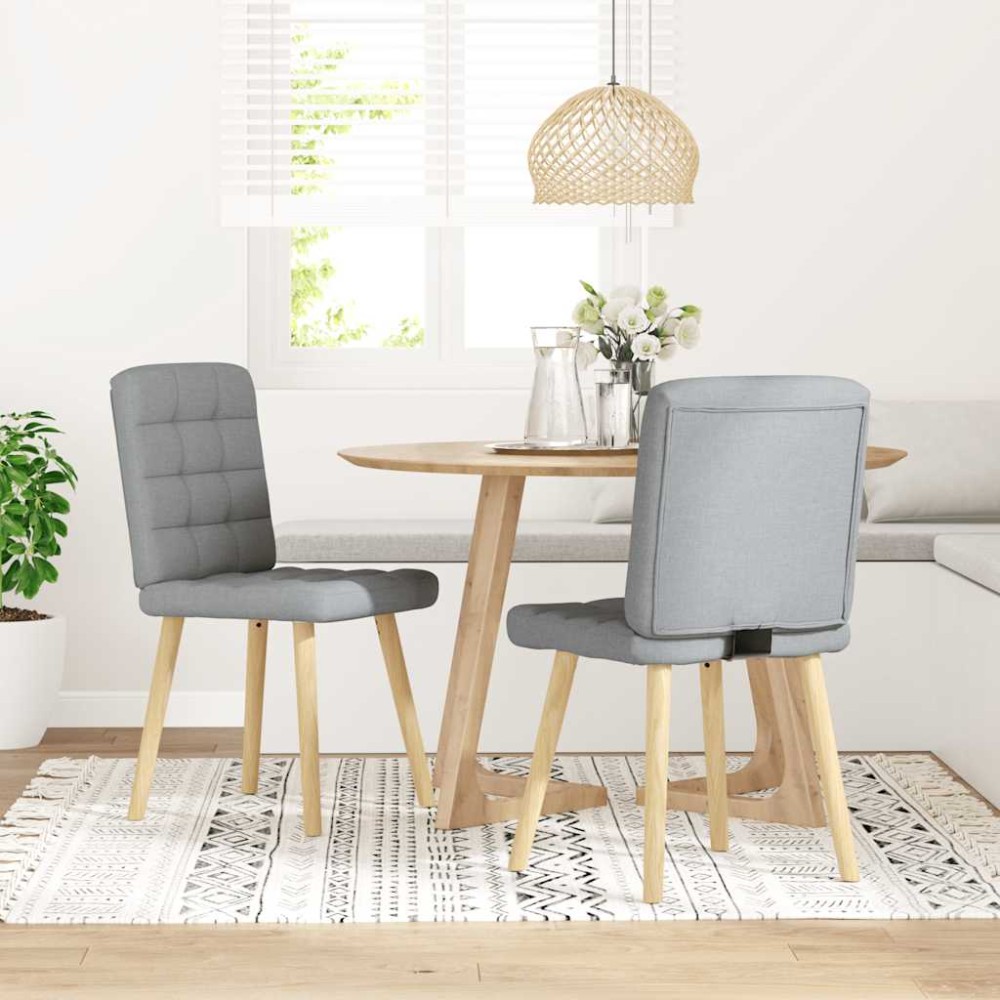 vidaXL Scaune de bucătărie, 2 buc., gri deschis, material textil