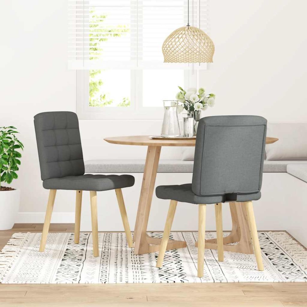vidaXL Scaune de sufragerie, 2 buc., gri închis, material textil