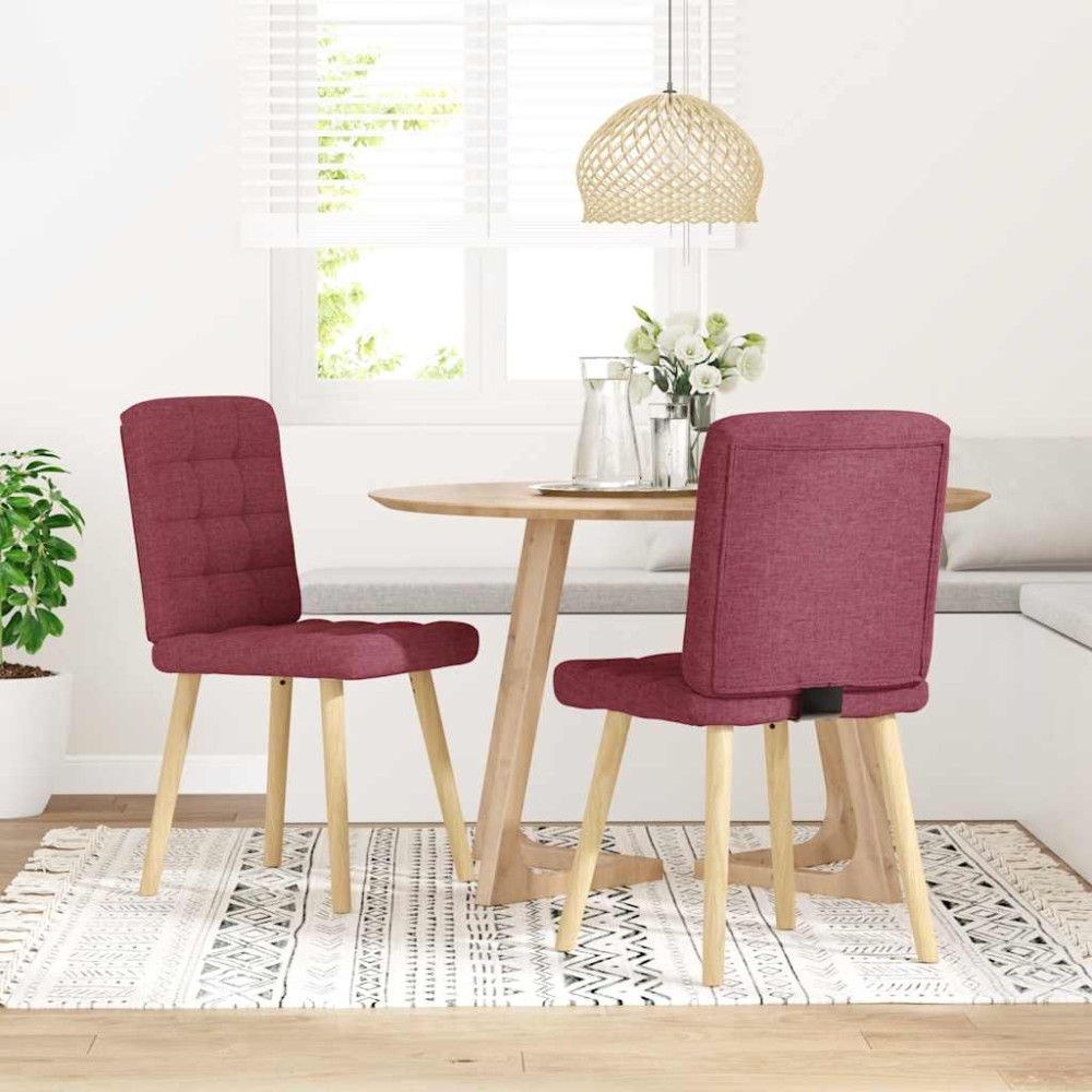 vidaXL Scaune de bucătărie, 2 buc., roșu vin, material textil
