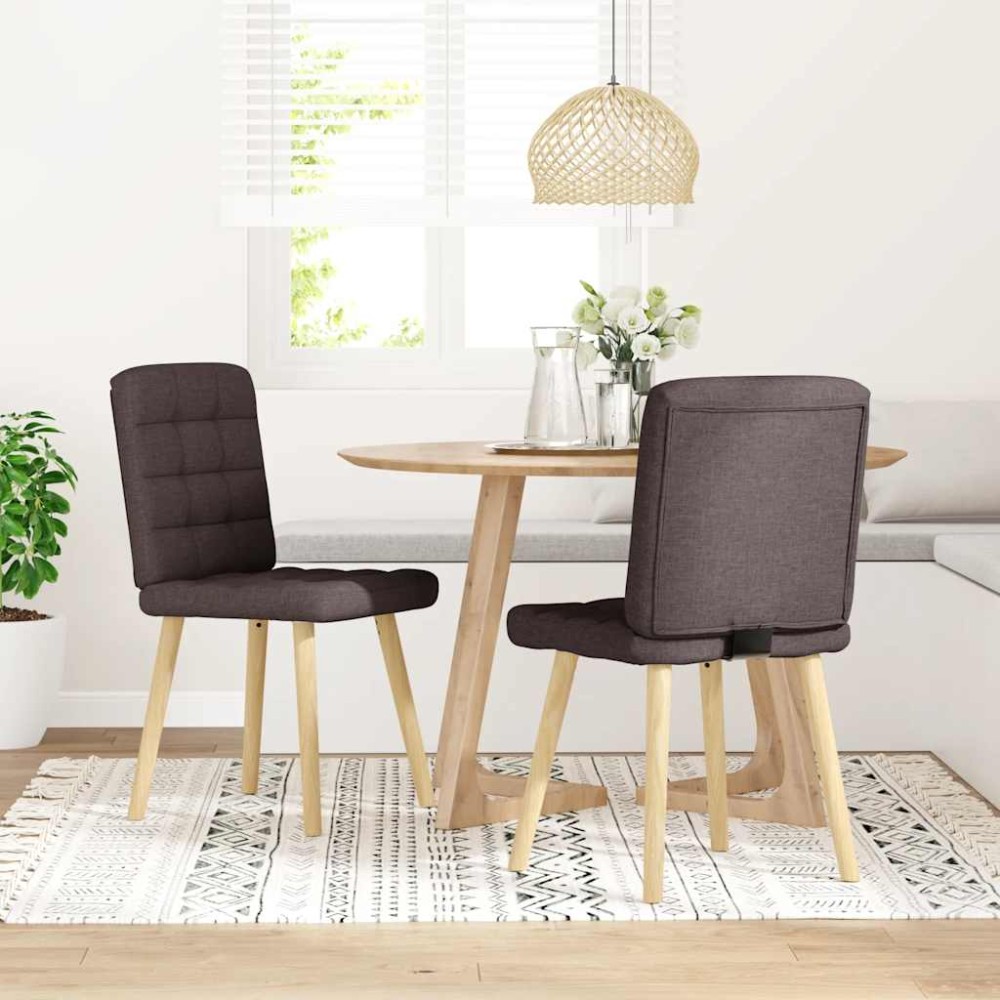 vidaXL Scaune de masă, 2 buc., maro închis, material textil