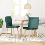vidaXL Scaune de bucătărie, 2 buc., verde închis, material textil vidaXL Scaune de bucătărie, 2 buc., verde închis, material textil