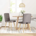 vidaXL Scaune de bucătărie, 2 buc., gri taupe, material textil vidaXL Scaune de bucătărie, 2 buc., gri taupe, material textil