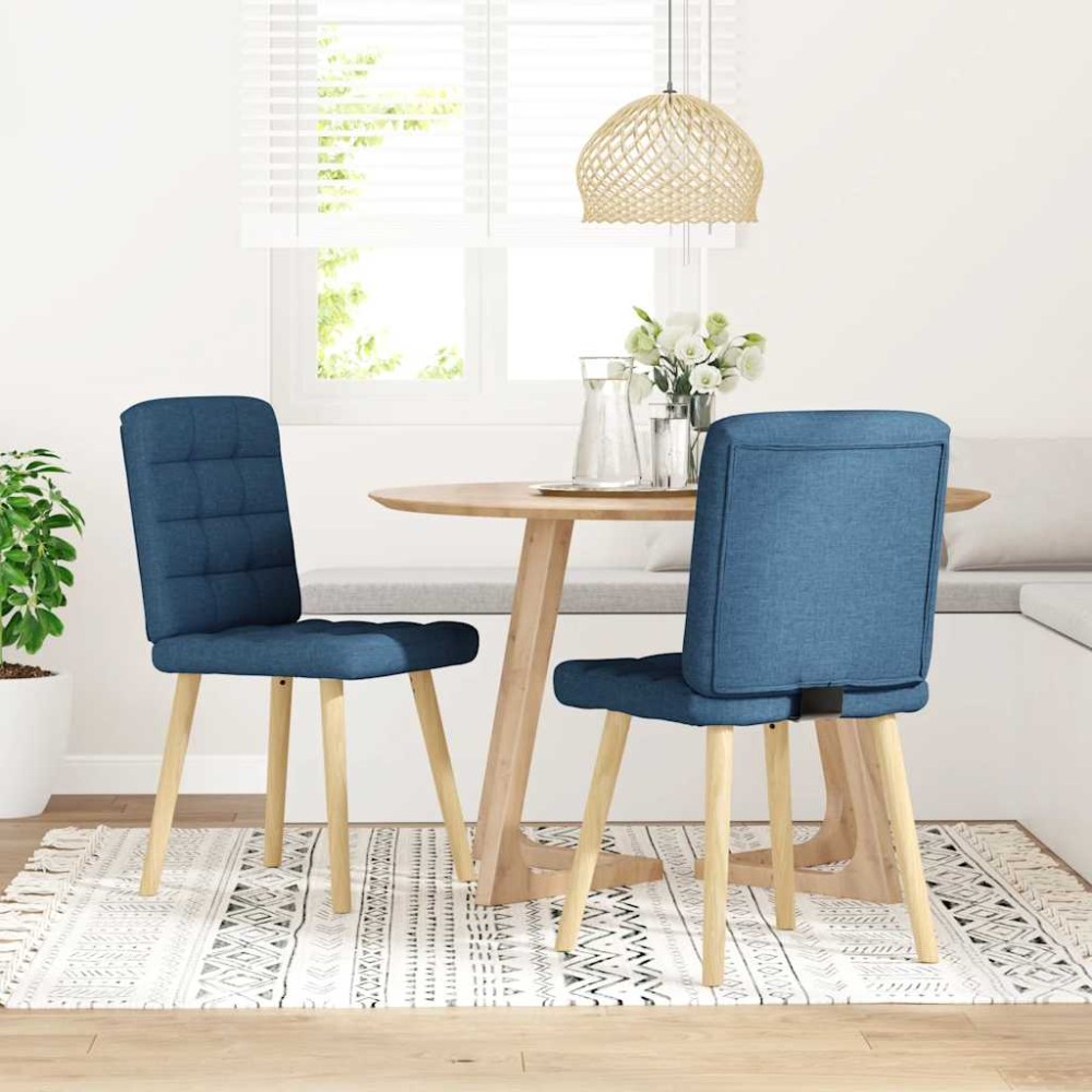 vidaXL Scaune de bucătărie, 2 buc., albastru, textil