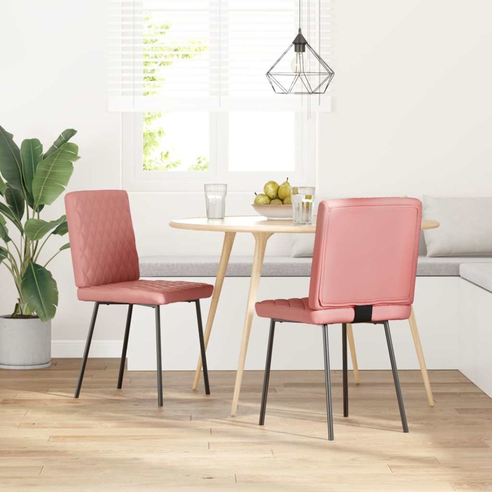 vidaXL Scaune de sufragerie 2 buc piele artificială roz