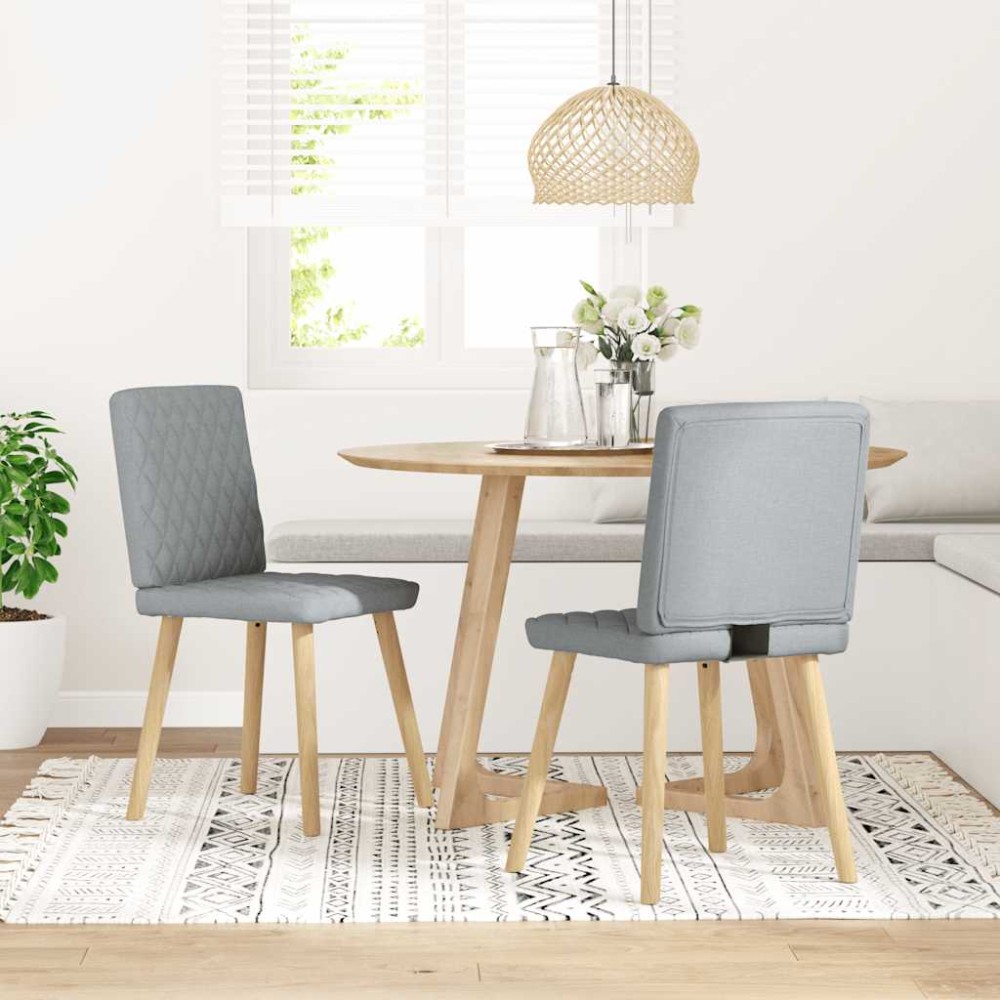 vidaXL Scaune de bucătărie, 2 buc., gri deschis, material textil