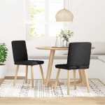 vidaXL Scaune de bucătărie, 2 buc. negru, textil vidaXL Scaune de bucătărie, 2 buc. negru, textil