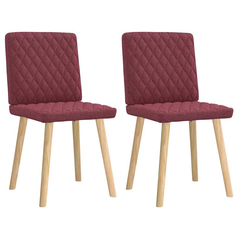 vidaXL Scaune de bucătărie, 2 buc., roșu vin, material textil