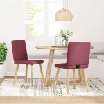 vidaXL Scaune de bucătărie, 2 buc., roșu vin, material textil vidaXL Scaune de bucătărie, 2 buc., roșu vin, material textil
