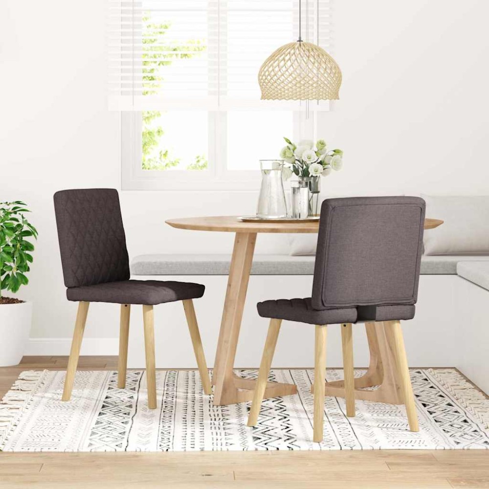 vidaXL Scaune de masă, 2 buc., maro închis, material textil