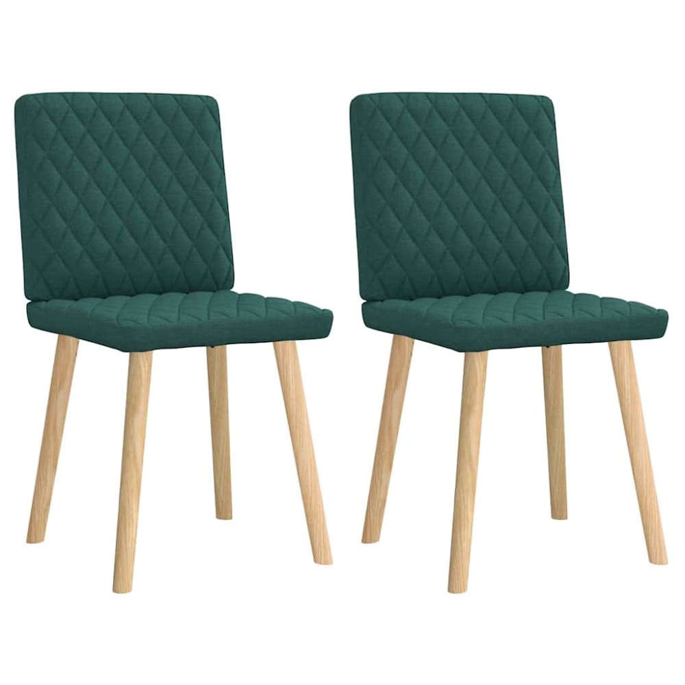 vidaXL Scaune de bucătărie, 2 buc., verde închis, material textil