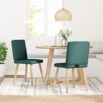 vidaXL Scaune de bucătărie, 2 buc., verde închis, material textil vidaXL Scaune de bucătărie, 2 buc., verde închis, material textil