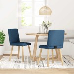 vidaXL Scaune de bucătărie, 2 buc., albastru, textil vidaXL Scaune de bucătărie, 2 buc., albastru, textil