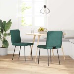 vidaXL Scaune de sufragerie, 2 buc., verde închis, catifea vidaXL Scaune de sufragerie, 2 buc., verde închis, catifea