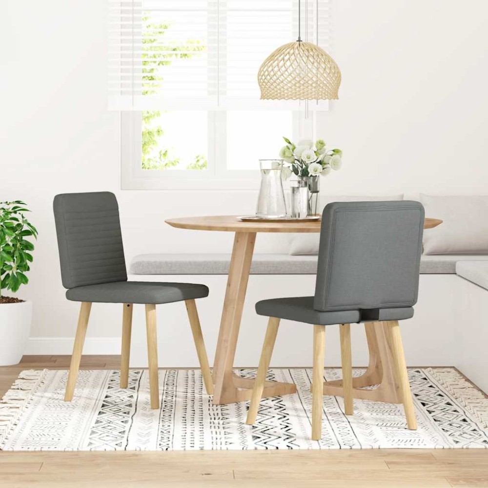 vidaXL Scaune de sufragerie, 2 buc., gri închis, material textil