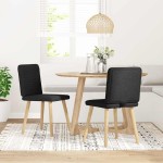 vidaXL Scaune de bucătărie, 2 buc. negru, textil vidaXL Scaune de bucătărie, 2 buc. negru, textil