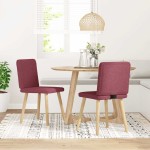 vidaXL Scaune de bucătărie, 2 buc., roșu vin, material textil vidaXL Scaune de bucătărie, 2 buc., roșu vin, material textil