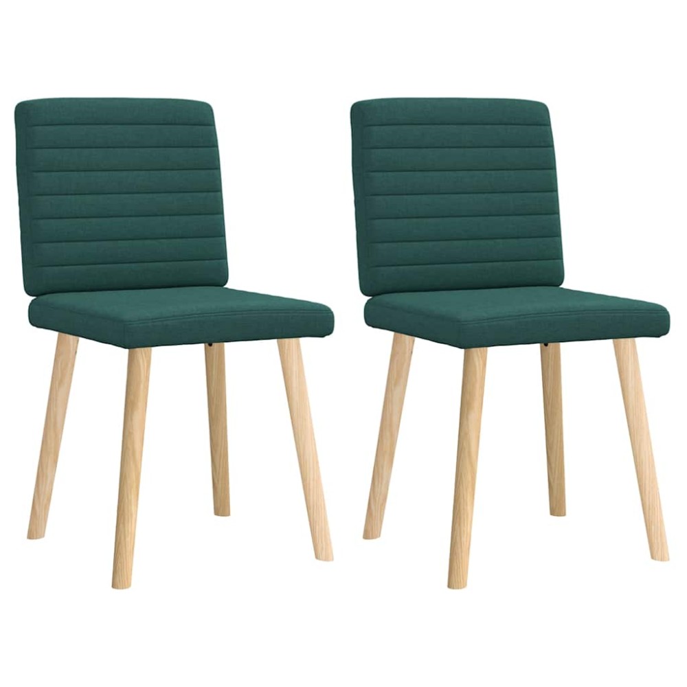 vidaXL Scaune de bucătărie, 2 buc., verde închis, material textil