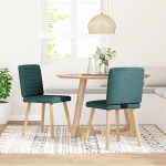 vidaXL Scaune de bucătărie, 2 buc., verde închis, material textil vidaXL Scaune de bucătărie, 2 buc., verde închis, material textil