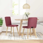 vidaXL Scaune de bucătărie, 2 buc., roșu vin, material textil vidaXL Scaune de bucătărie, 2 buc., roșu vin, material textil