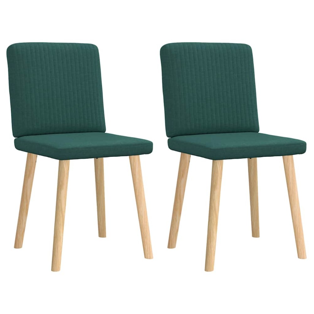 vidaXL Scaune de bucătărie, 2 buc., verde închis, material textil