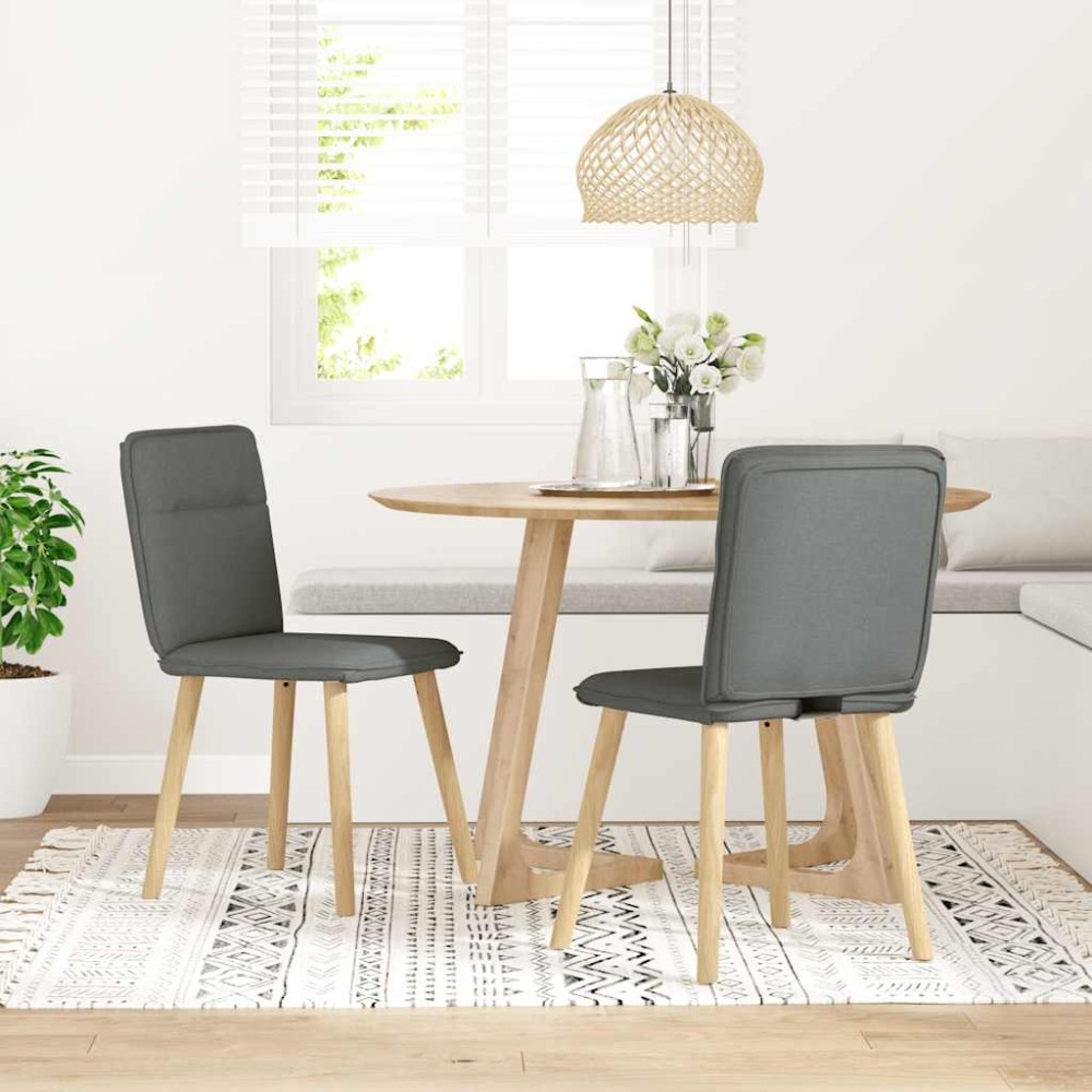 vidaXL Scaune de sufragerie, 2 buc., gri închis, material textil