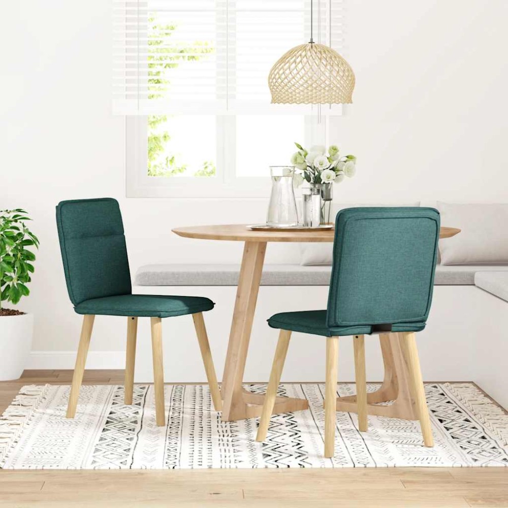 vidaXL Scaune de bucătărie, 2 buc., verde închis, material textil