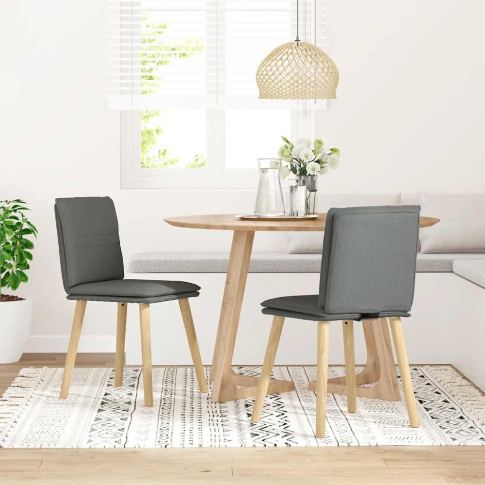 vidaXL Scaune de sufragerie, 2 buc., gri închis, material textil