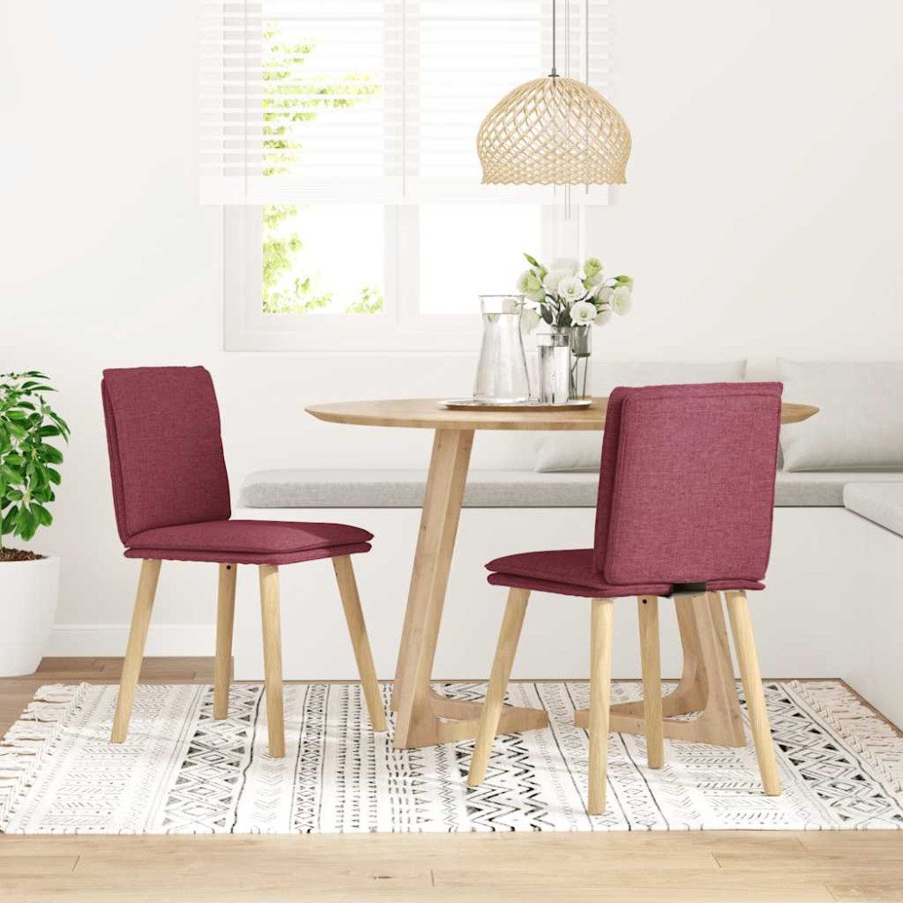 vidaXL Scaune de bucătărie, 2 buc., roșu vin, material textil