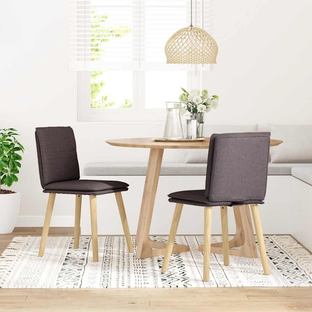 vidaXL Scaune de masă, 2 buc., maro închis, material textil
