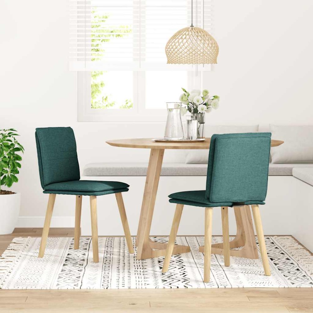 vidaXL Scaune de bucătărie, 2 buc., verde închis, material textil