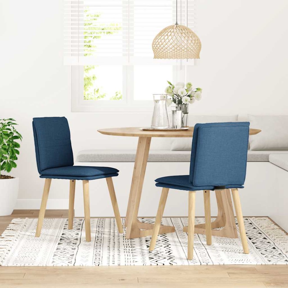 vidaXL Scaune de bucătărie, 2 buc., albastru, textil