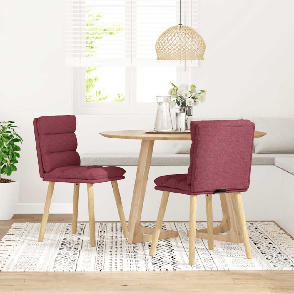 vidaXL Scaune de bucătărie, 2 buc., roșu vin, material textil
