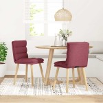 vidaXL Scaune de bucătărie, 2 buc., roșu vin, material textil