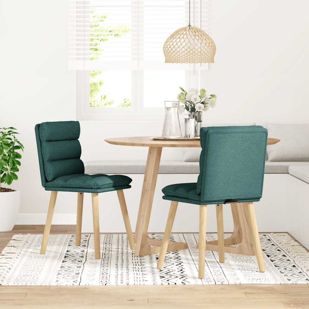vidaXL Scaune de bucătărie, 2 buc., verde închis, material textil