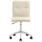 vidaXL Scaun de bucătărie, crem, piele ecologică