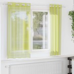 vidaXL Perdele Voile cu Oelii 2 buc Verde măr 140x140 cm vidaXL Perdele Voile cu Oelii 2 buc Verde măr 140x140 cm