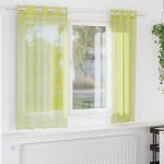 vidaXL Perdele Voile cu Oelii 2 buc Verde măr 140x175 cm vidaXL Perdele Voile cu Oelii 2 buc Verde măr 140x175 cm