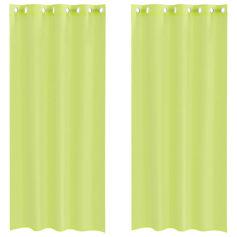 vidaXL Perdele Voile cu Oelii 2 buc Verde măr 140x225 cm